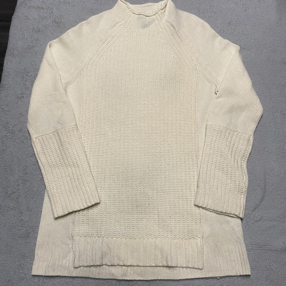 J Crew Wool Sweater Womens Small Ivory Fisherman Knit Ribbed Capsule Jumper